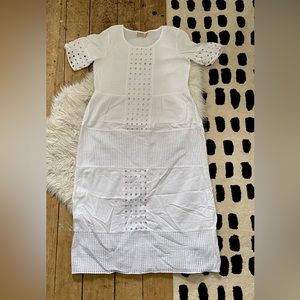 Rungolee Chantelle White Eyelet Short Sleeve MIDI Dress S